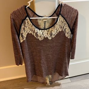 Purple Lace 3/4 Blouse/Top/Shirt